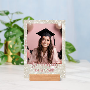 Modern Glitter Dusty Pink Graduation Photo Holder
