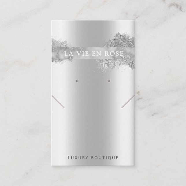 Modern Glitter earring necklace display card (Front)