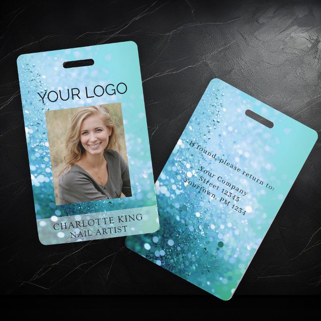 Modern Glitter Employee Photo ID Badge (Creator Uploaded)