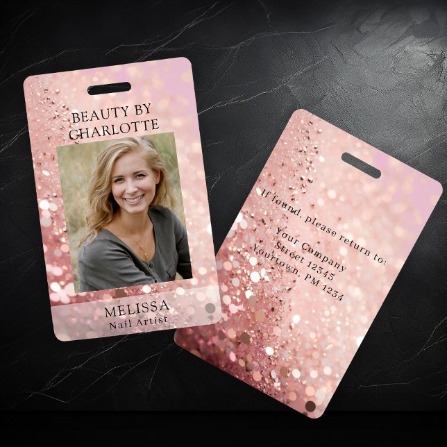Modern Glitter Employee Photo ID Badge (Creator Uploaded)