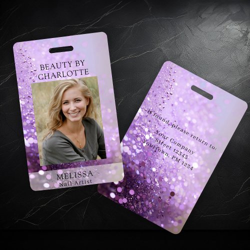 Modern Glitter Employee Photo ID Badge