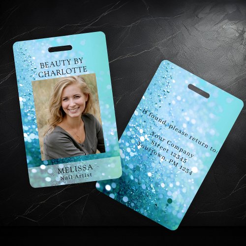 Modern Glitter Employee Photo ID Badge