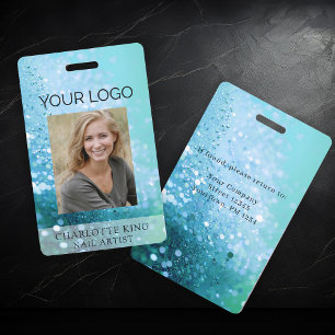 Modern Glitter Employee Photo ID Badge
