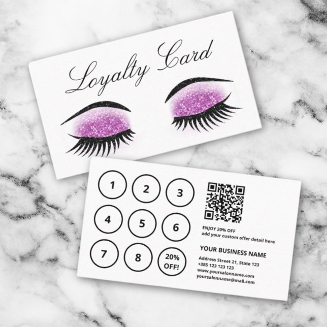 Modern Glitter Eyelashes Salon Loyalty Card (Creator Uploaded)