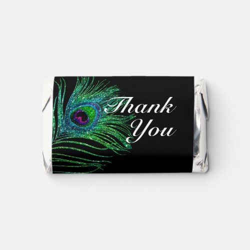 Modern Glitter Feather Boho Chic Thank You Hersheys Miniatures