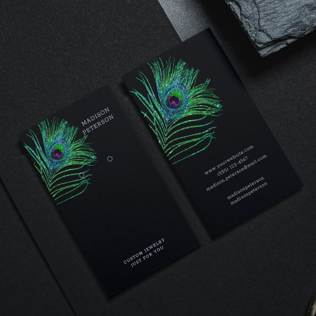 Modern Glitter Feather Jewelry Earring Display Business Card (Creator Uploaded)