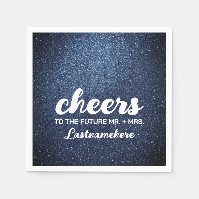 Modern Glitter Glam Sparkle Future Mrs. Cheers Napkins (Front)