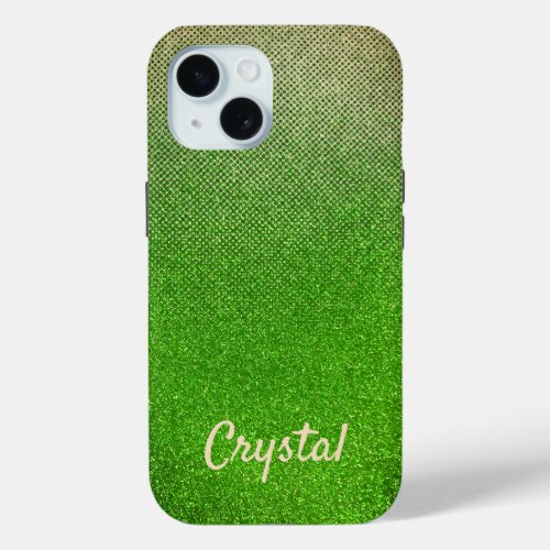 Modern Glitter Glam Sparkle Luxury Metallic Name iPhone 15 Case