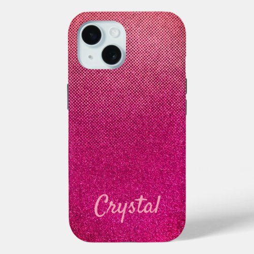 Modern Glitter Glam Sparkle Luxury Metallic Name iPhone 15 Case