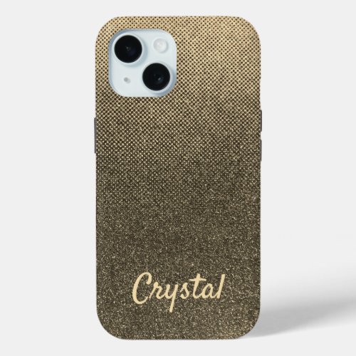 Modern Glitter Glam Sparkle Luxury Metallic Name iPhone 15 Case