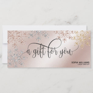 Modern Glitter Gold Certificate Gift Card Snow