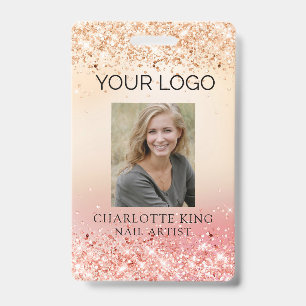 Modern Glitter Gold Employee Photo ID Badge