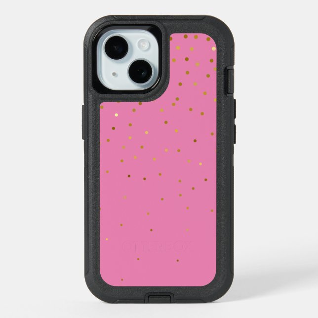 Modern Glitter  Gold  Pink iPhone 15 Case (Back)