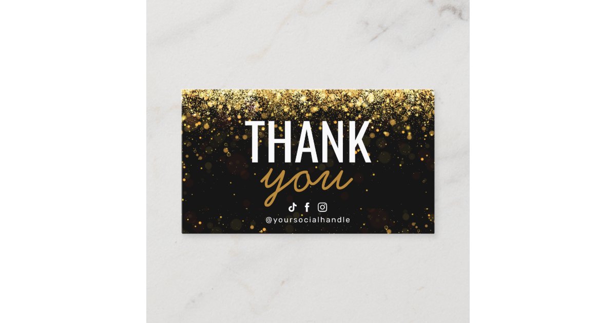 Modern Glitter Gold Thank you Card | Zazzle