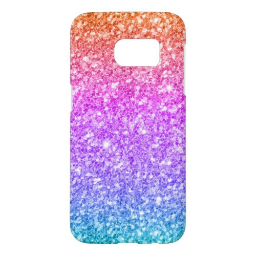 Modern Glitter Gradient From Blue Pink  Amber Samsung Galaxy S7 Case