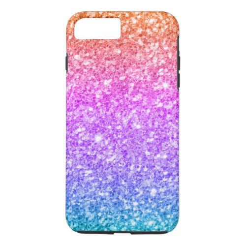 Modern Glitter Gradient Print_Blue Pink  Amber iPhone 8 Plus7 Plus Case