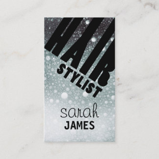 modern glitter grey gray hairstylist hair stylist business card