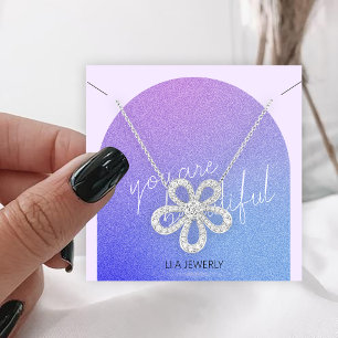 Modern Glitter Handmade Jewelry Necklace Display  Square Business Card