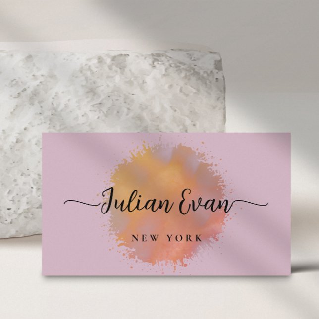 Modern Glitter Holographic Elegant Script Pink Business Card (Creator Uploaded)