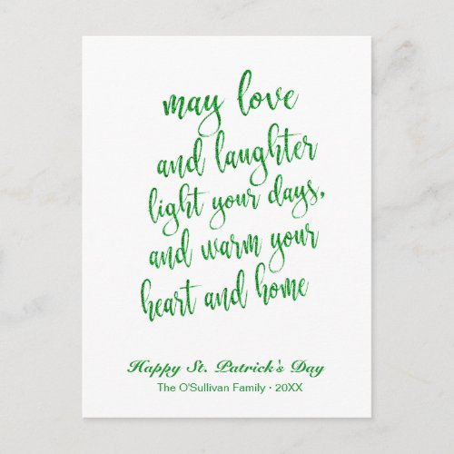 Modern Glitter Irish Blessing St Patricks Day Postcard