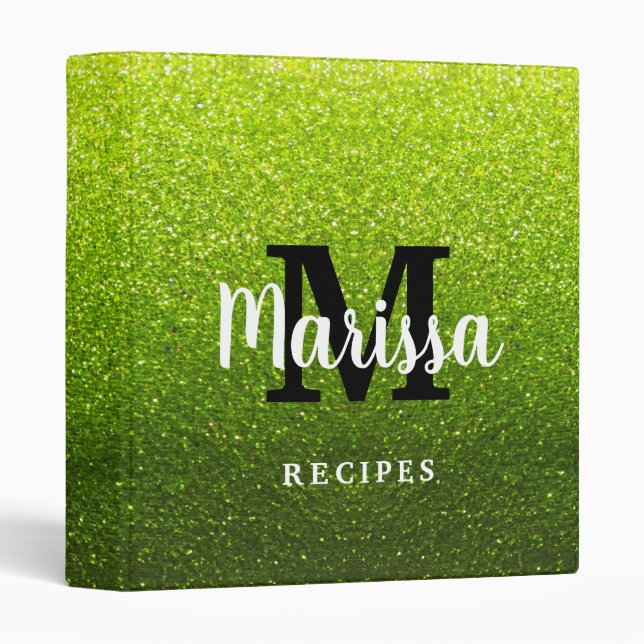 Modern Glitter Kitchen Baking Recipe Cookbook 3 Ring Binder (Front/Spine)