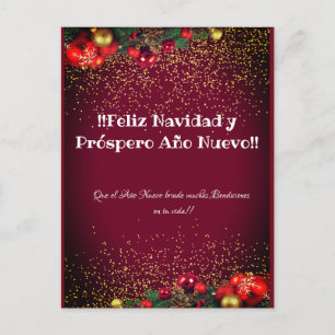 Modern Glitter Lettering Christmas Feliz Navidad Postcard