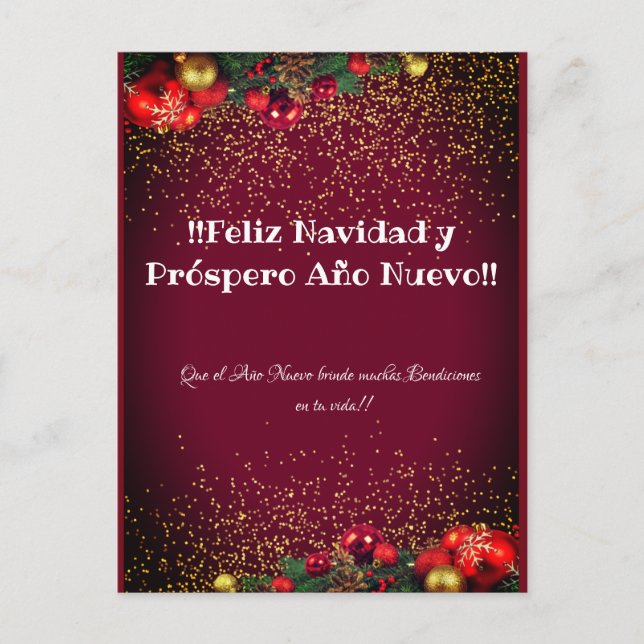 Modern Glitter Lettering Christmas Feliz Navidad Postcard (Front)