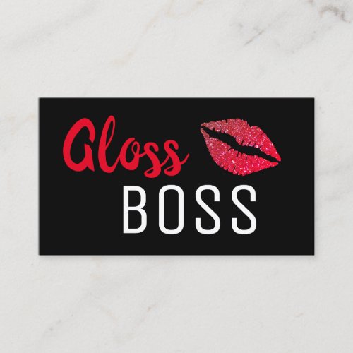 Modern Glitter Lip Gloss Boss Makeup Business Card