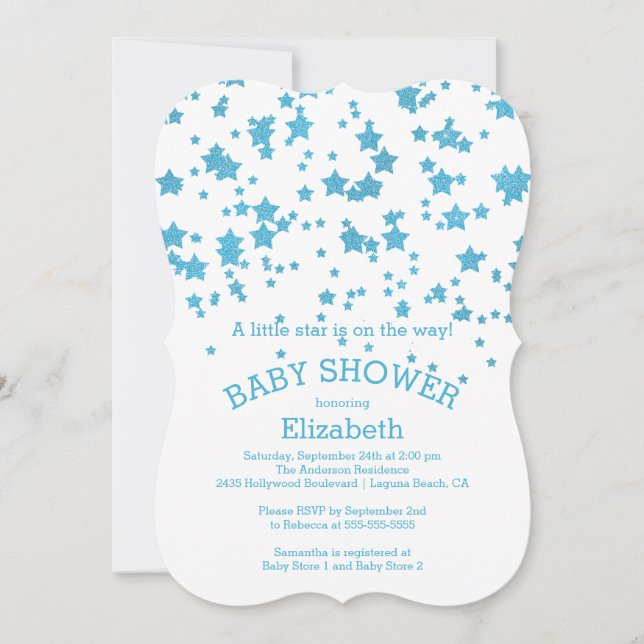 Modern Glitter Little Star Baby Shower Invitation (Front)