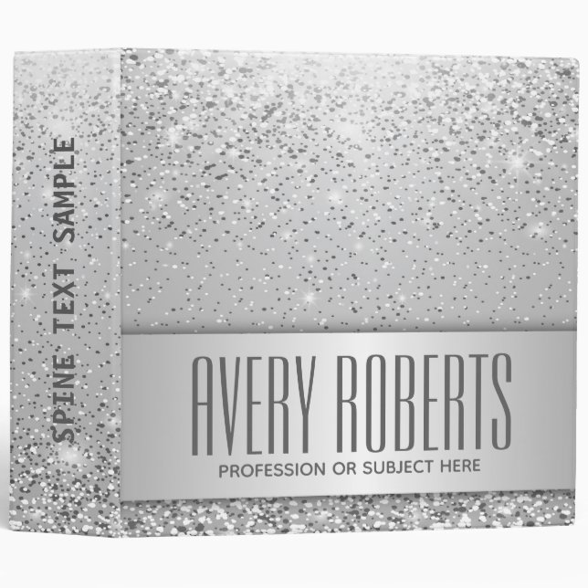 Modern Glitter Luxury Sparkle design 3 Ring Binder (Front/Spine)
