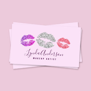 Modern glitter makeup artist business card