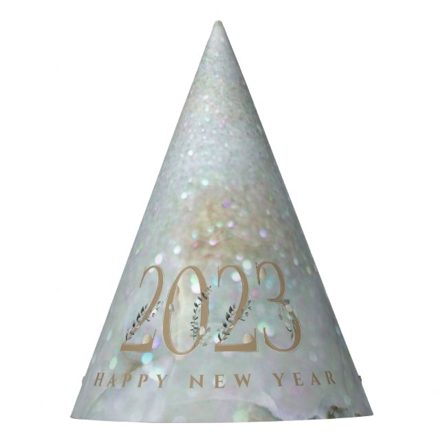 Modern Glitter Marble Happy New Year 2021 Party Ha Party Hat (Front)
