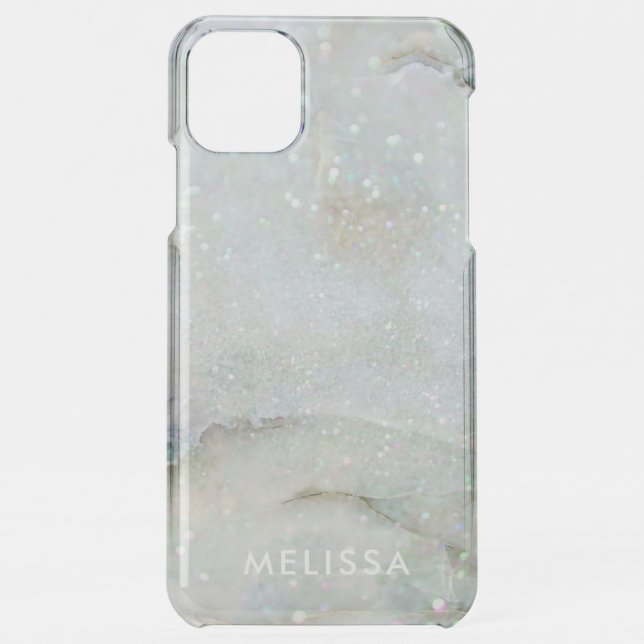 Modern Glitter Marble Personalized Uncommon iPhone Case (Back)