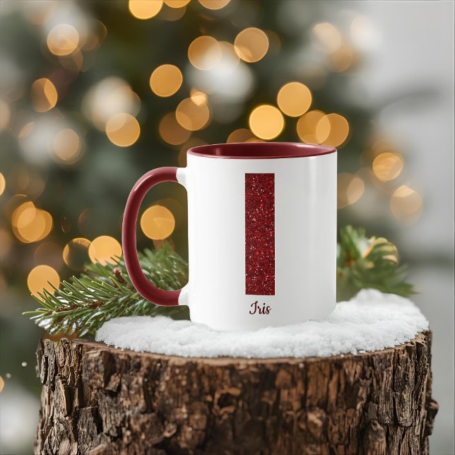 Modern Glitter Monogram I Mug with Name (Creator Uploaded)