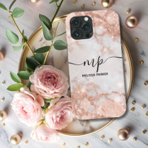 Modern Glitter Ombre Marble Chic Monogrammed