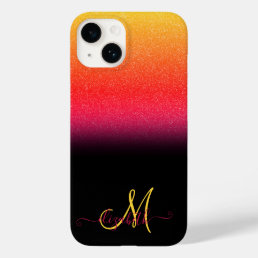 Modern Glitter Ombre Monogram Black Case-Mate iPhone 14 Case