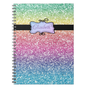 Modern Glitter Ombre ,Personalized Notebook