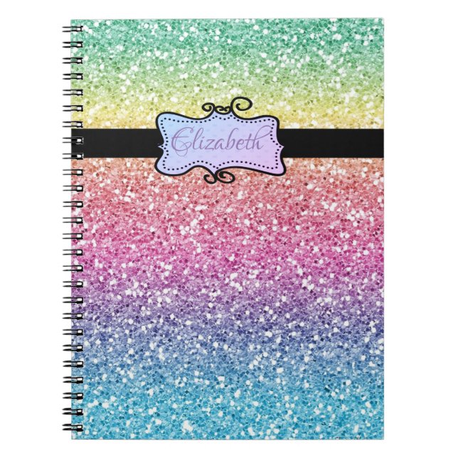 Modern Glitter Ombre ,Personalized Notebook (Front)