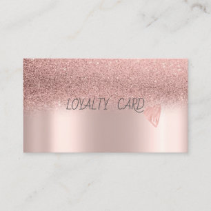 Modern Glitter Ombre Rose Gold Hearts Loyalty Card