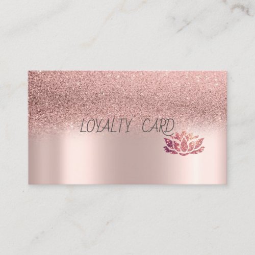Modern Glitter Ombre Rose Gold Lotus Loyalty Card