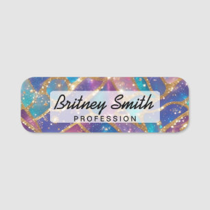 Modern glitter opal background name tag
