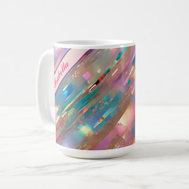 Modern Glitter Opal Holographic Collection Coffee Mug (Front Left)