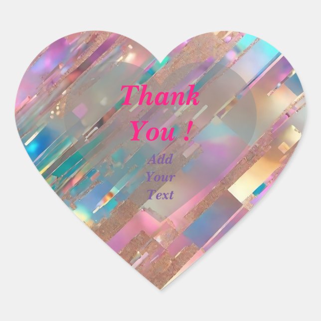 Modern Glitter Opal Holographic Collection Heart Sticker (Front)