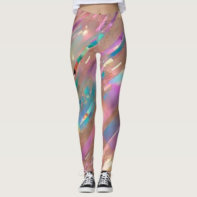 Modern Glitter Opal Holographic Collection Leggings (Front)
