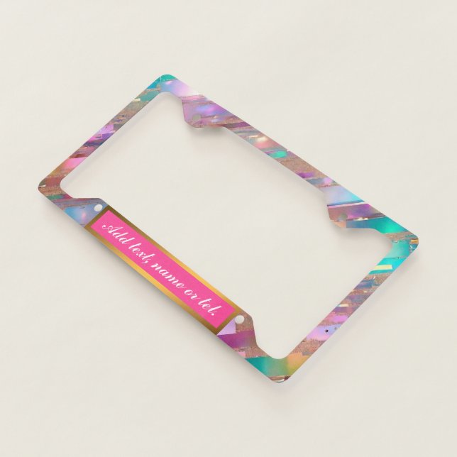 Modern Glitter Opal Holographic Collection License Plate Frame (3/4)