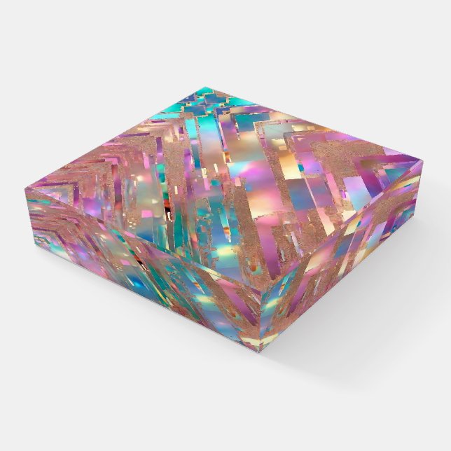 Modern Glitter Opal Holographic Collection Paperweight (Angled)