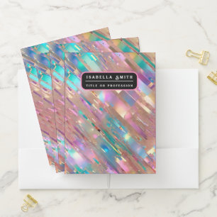 Modern Glitter Opal Holographic Collection Pocket Folder