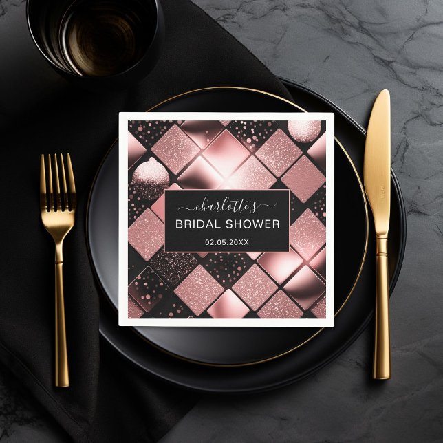 Modern Glitter Pattern Bridal Shower Napkins (Modern Copper Glitter Pattern Bridal Shower Napkins)