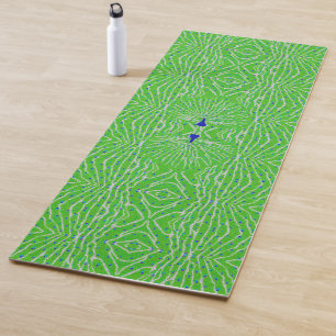 Modern glitter peacock feather yoga mat