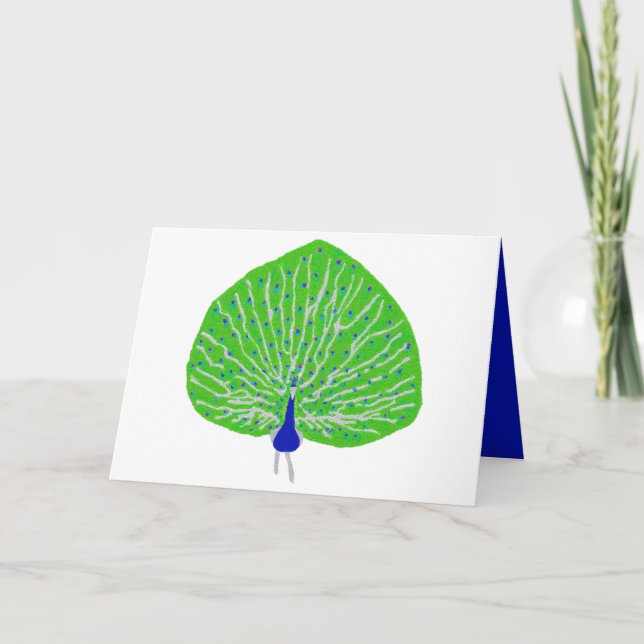 Modern glitter peacock holiday card (Front)